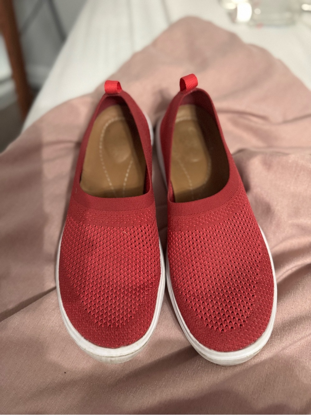 Merrell Red Knit Slip-On Sneakers